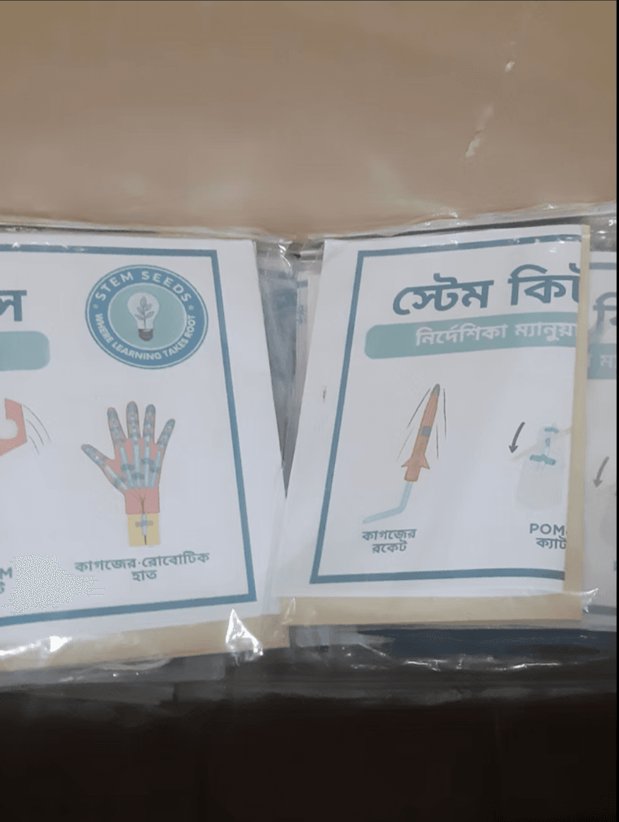 Packed kits with translated instruction manuals in plastic sleeves